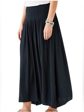 J. Jill Black Maxi Skirt with Smocked Waist